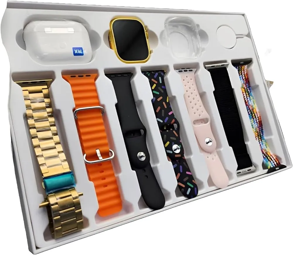 i20 Ultra Max Suit Smart watch with 7 in 1 Straps & Free Airpods Multicolor Strap - Latest Gadget Store